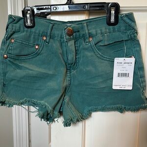 Free People Green Denim Shorts